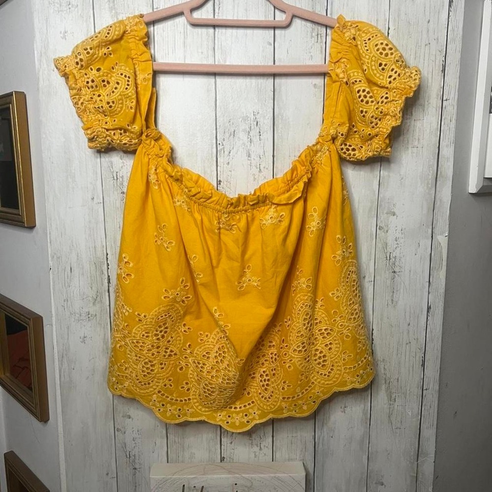 Yellow Eyelet Lace Blouse